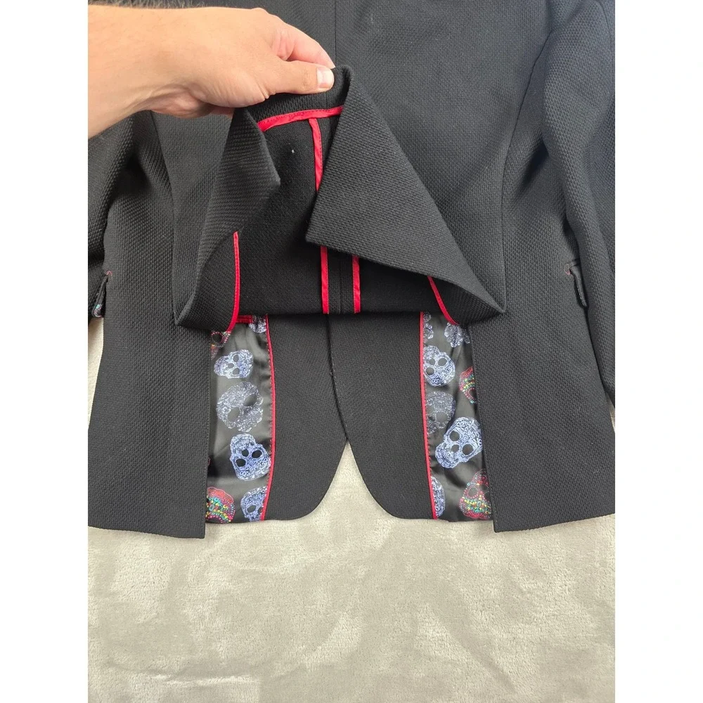7 Downie St Sport Coat Mens 38R Black Skull Lining Textured Two Button Blazer